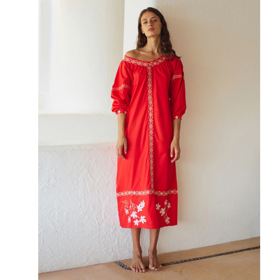 Revolve Red Floral Midi Dress